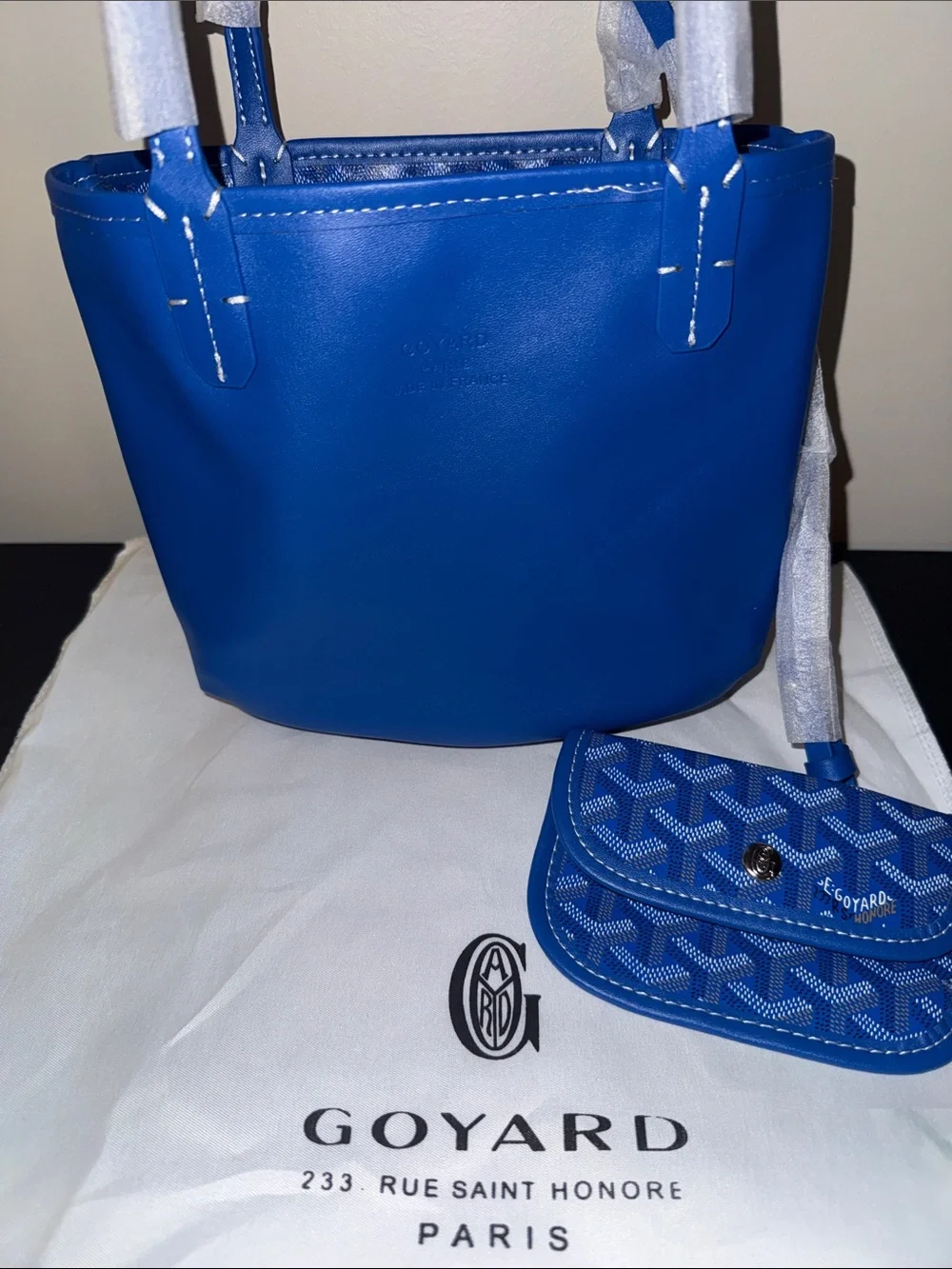 Royal Blue Mini reversible Anjou Tote with Matching Pouch